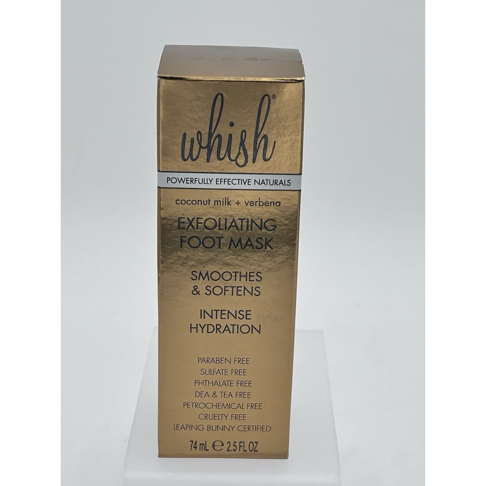 Whish Exfoliating Foot Mask Coconut Milk & Verbena SMOOTHES & SOFTENS 2.5 oz New
